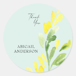 Yellow Wildblumen Minze Individuelle Name Danke Runder Aufkleber