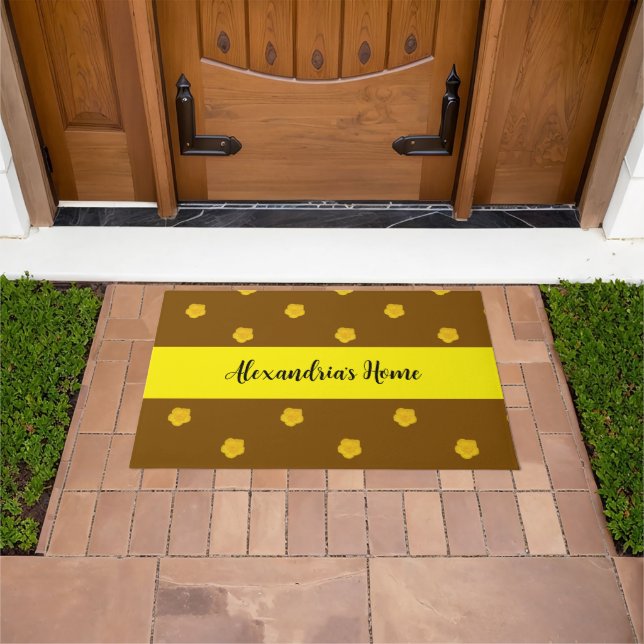 Yellow Wildflower photo name brown  Personalized  Fußmatte (Außenbereich)