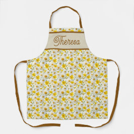 Yellow Wildflowers Pattern Monogram Name Schürze