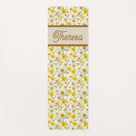 Yellow Wildflowers Pattern Monogram Name Yogamatte