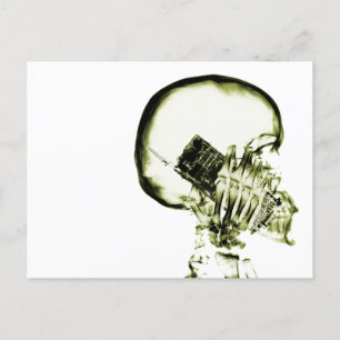 Yellow X-Ray Vision Skeleton Skull Handy Postkarte