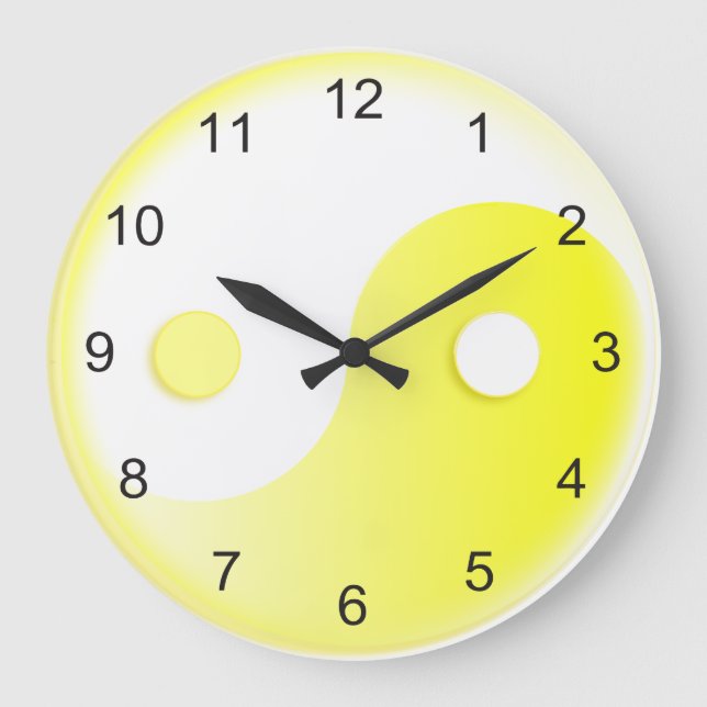 Yellow Yin und Yang Große Wanduhr (Vorderseite)