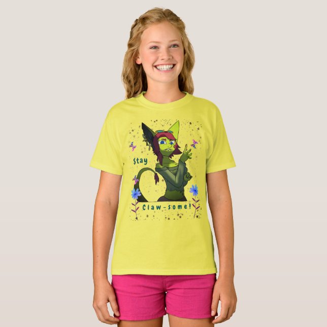 Yellow Youth Künstlerisch Butterfly Fun T - Shirt (Vorne ganz)