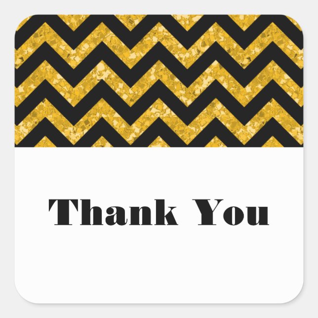 Yellow Zickzack Glitzer Danke Stickers (Vorderseite)