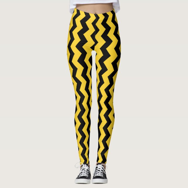 Yellow Zigzag Design You Choose Background Colour Leggings (Vorderseite)