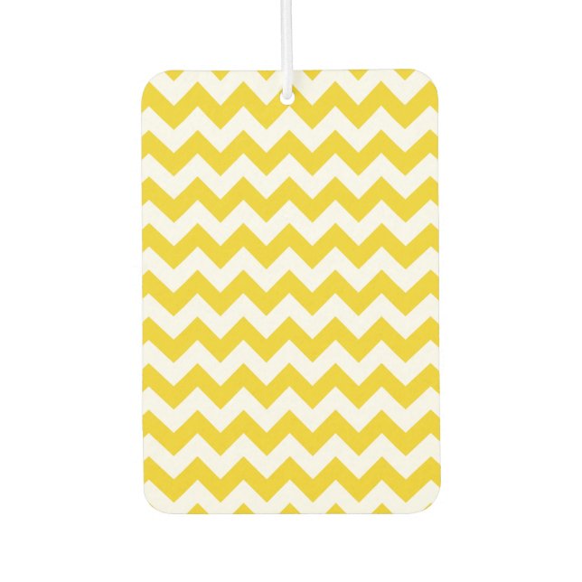 Yellow Zigzag, gelb Zickzack, geometrisches Muster Autolufterfrischer (Vorderseite)