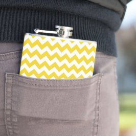 Yellow Zigzag, gelb Zickzack, geometrisches Muster Flachmann