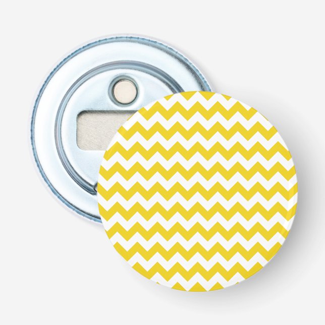 Yellow Zigzag, gelb Zickzack, geometrisches Muster Flaschenöffner (Vorderseite)