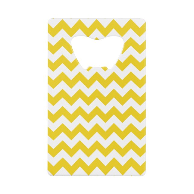 Yellow Zigzag, gelb Zickzack, geometrisches Muster Geldbeutel Flaschenöffner (Vorderseite)