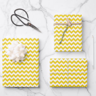 Yellow Zigzag, gelb Zickzack, geometrisches Muster Geschenkpapier Set