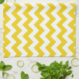 Yellow Zigzag, gelb Zickzack, geometrisches Muster Geschirrtuch