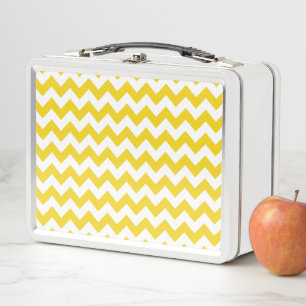 Yellow Zigzag, gelb Zickzack, geometrisches Muster Metall Brotdose