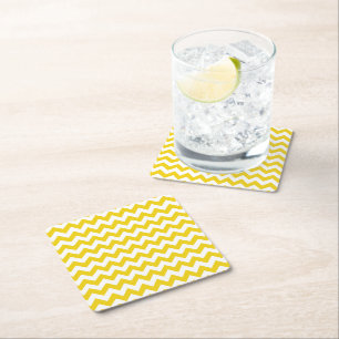 Yellow Zigzag, gelb Zickzack, geometrisches Muster Rechteckiger Pappuntersetzer