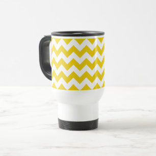 Yellow Zigzag, gelb Zickzack, geometrisches Muster Reisebecher