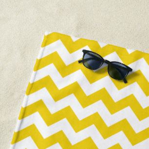 Yellow Zigzag, gelb Zickzack, geometrisches Muster Strandtuch