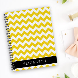 Yellow Zigzag, gelb Zickzack, Ihr Name Notizbuch