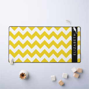 Yellow Zigzag, gelb Zickzack, Ihr Name Schreibtischunterlage