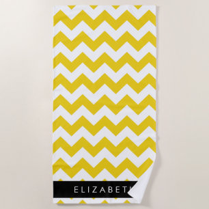 Yellow Zigzag, gelb Zickzack, Ihr Name Strandtuch