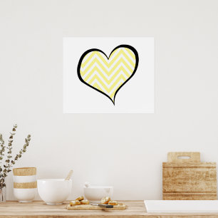 Yellow Zigzag, gelb Zickzack, Zigzag, Herz Poster