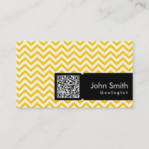 Yellow Zigzag QR Code Geologist Business Card Visitenkarte