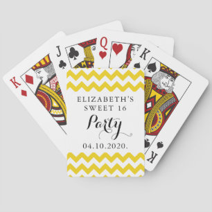 Yellow Zigzag, Zickzack, Zigzag Muster, Sweet 16 Spielkarten