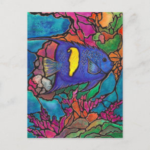 Yellowbar Angelfish Coral Reef Kunst "Gestaltetes Postkarte