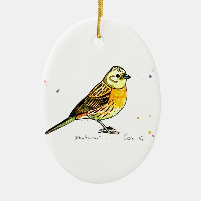 Yellowhammer Vogel Keramikornament (Vorne)