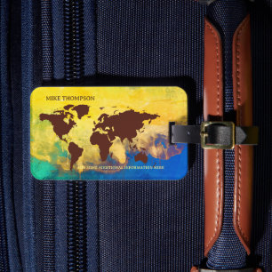 Yellowish World Traveller Map Name Gepäckmarke Gepäckanhänger