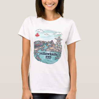 Yellowknife NWT Canada Cute Pastel Skyline  T-Shirt