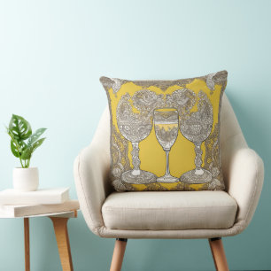 Yellown auf der Lace AI art Kissen