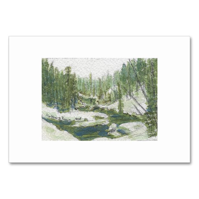 Yellowstone 2 Miniatur-Aquarellbild von MHHR Tischnummer (Vorderseite)