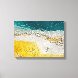 Yellowstone abstrakt in aquamarinem und in Gelbem Leinwanddruck