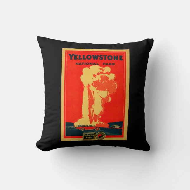 Yellowstone, altes zuverlässiges Werbungs-Plakat Kissen (Vorderseite)