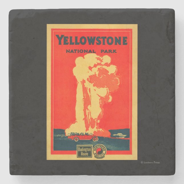 Yellowstone, altes zuverlässiges Werbungs-Plakat Steinuntersetzer (Vorderseite)