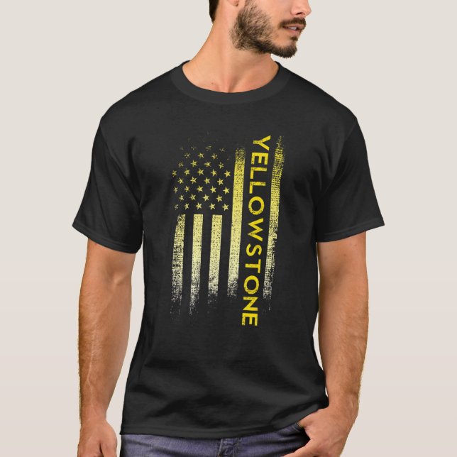 Yellowstone Amerikanische Flagge T-Shirt (Vorderseite)