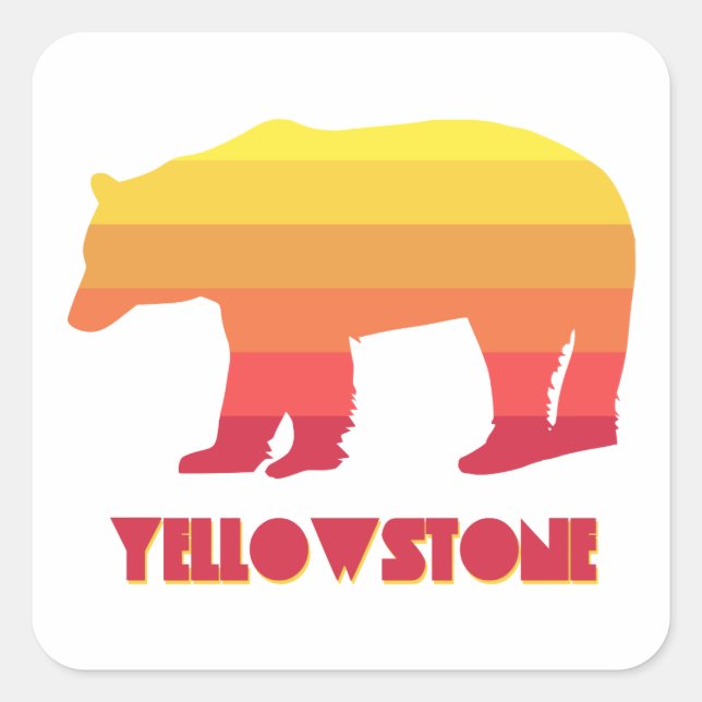 Yellowstone Bär Quadratischer Aufkleber (Vorderseite)
