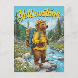 Yellowstone-Bär-Ranger Vintage Postkarte