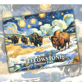 Yellowstone Bison Herd Van Gogh Stil Benutzerdefin Postkarte