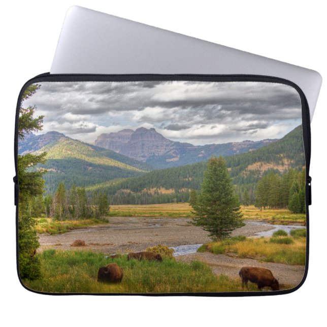 Yellowstone-Bison Laptopschutzhülle (Vorderseite)