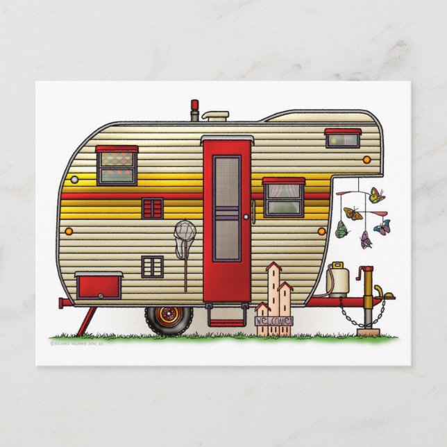 Yellowstone Camper Trailer Postkarte (Vorderseite)