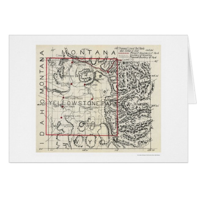 Yellowstone-Eisenbahn u. Hotel-Karte 1900 (Vorderseite (Horizontal))