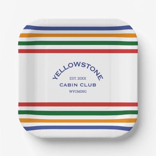 Yellowstone Kabine Club Custom Wappen Park Pappteller (Vorderseite)
