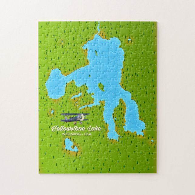 Yellowstone Lake, Wyoming Map (Vertikal)