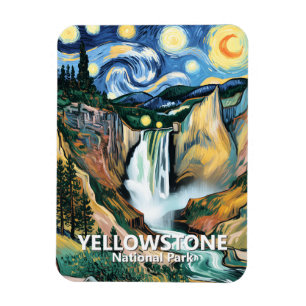 Yellowstone Lower Falls Van Gogh Sternenhimmel Magnet