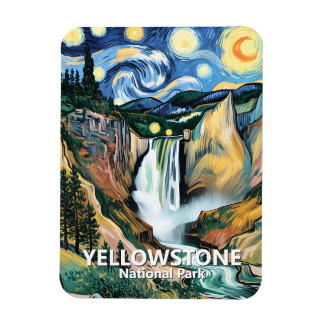 Yellowstone Lower Falls Van Gogh Sternenhimmel Magnet (Vertikal)