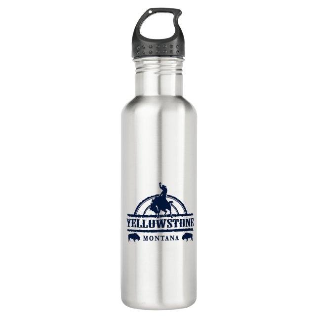 Yellowstone Montana Rodeo Cowboy Edelstahlflasche (Vorderseite)