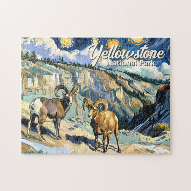 Yellowstone National Park Bighorn Sheep Van Gogh (Horizontal)