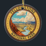 Yellowstone National Park Hayden Valley Travel Art Keramik Ornament<br><div class="desc">Yellowstone vector artwork design. The park features dramatic canyons,  alpine rivers,  lush forests,  hot springs and gushing geysers,  including its most famous,  Old Faithful.</div>