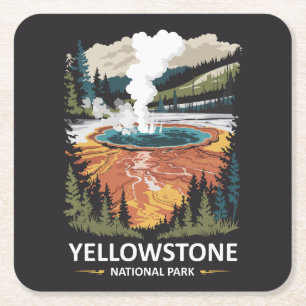 Yellowstone National Park Heiße Quelle Rechteckiger Pappuntersetzer