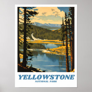 Yellowstone National Park Illustration Retro Deko